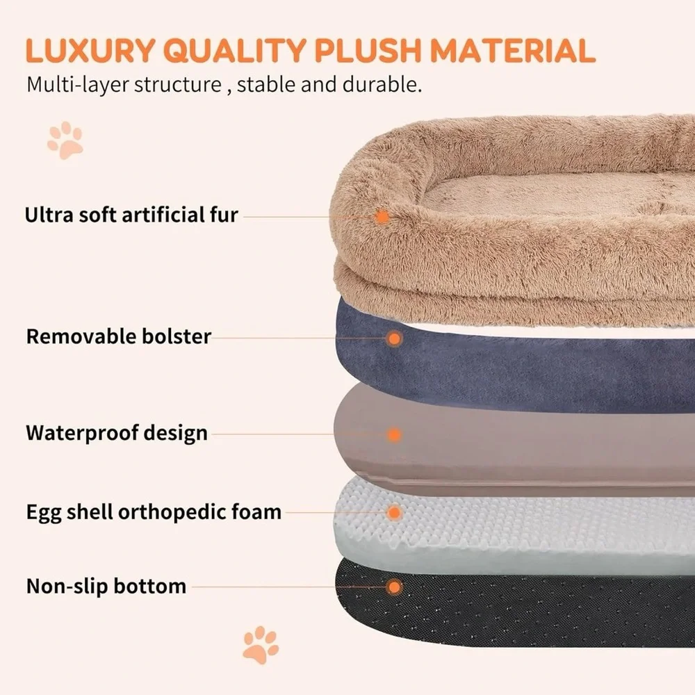 Extra Large Human Dog Bed For People Adults, 73x47x12 Inch Human Sized Dog Bed